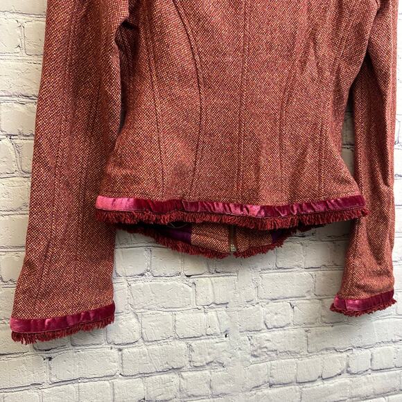 Diane von Furstenberg Marika Wool Tweed Jacket Zip Up Size 6 Vintage - Picture 6 of 11